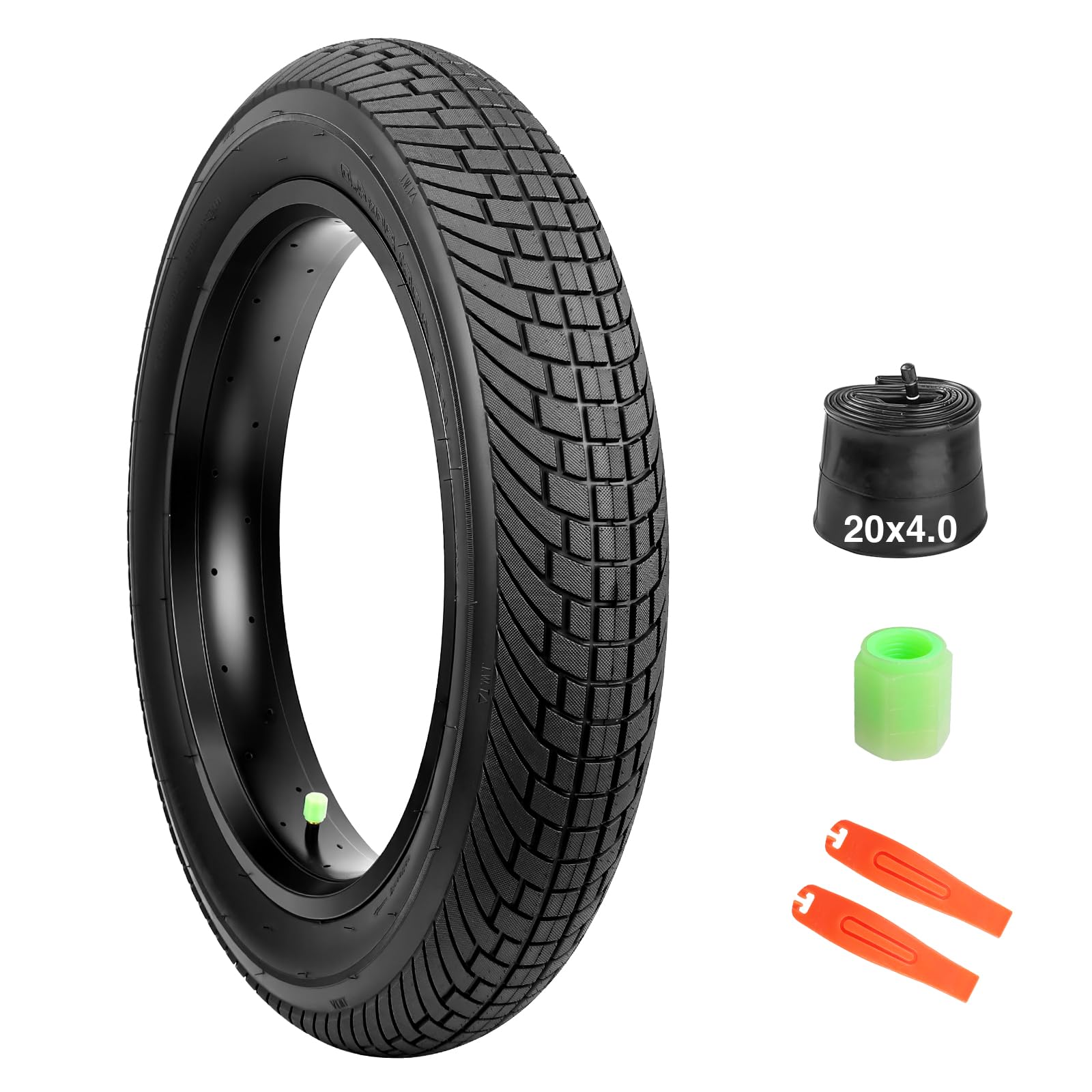 MEGHNA 20 x 4.0 Fatbike Tyre Set - Premium E-Bike Tyre for Snow, Sand & Offroad - Includes Hose & Tyre Lever - 98-406 Compatible