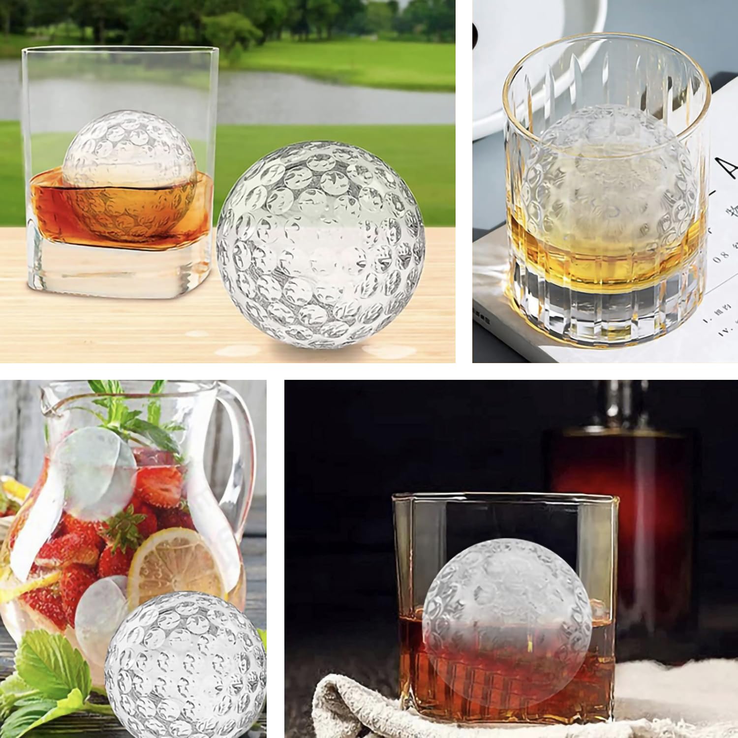 Amazon.com: Bangp Golf Ball Ice Molds Set of 4,Whiskey Round Ice