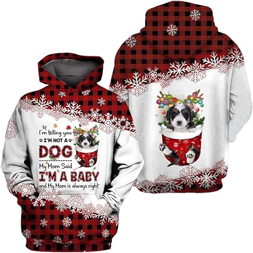 Miniatura 7 de Sudadera con capucha unisex personalizada con estampado 3D, bolsillo de perro en la nieve, sudadera con capucha 3D a todo color, amantes de los