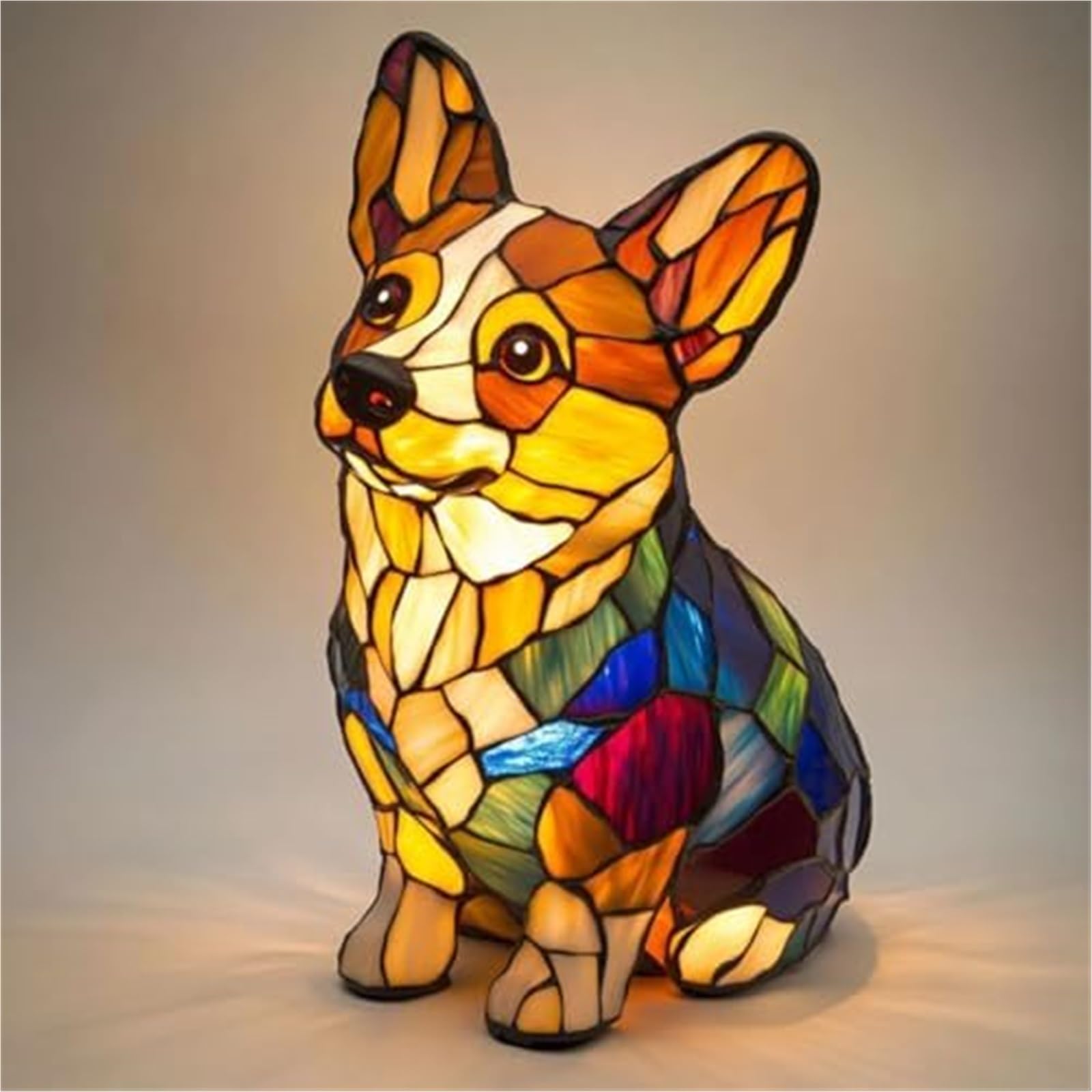 English Bulldog Lamp, Corgi Lamp and Pug Lamp, Stained Resin French Bulldog Tabletop Night Light, Dog Series Art Night Light, Cute Pet Dogs Themed LED Table Lamps(K)