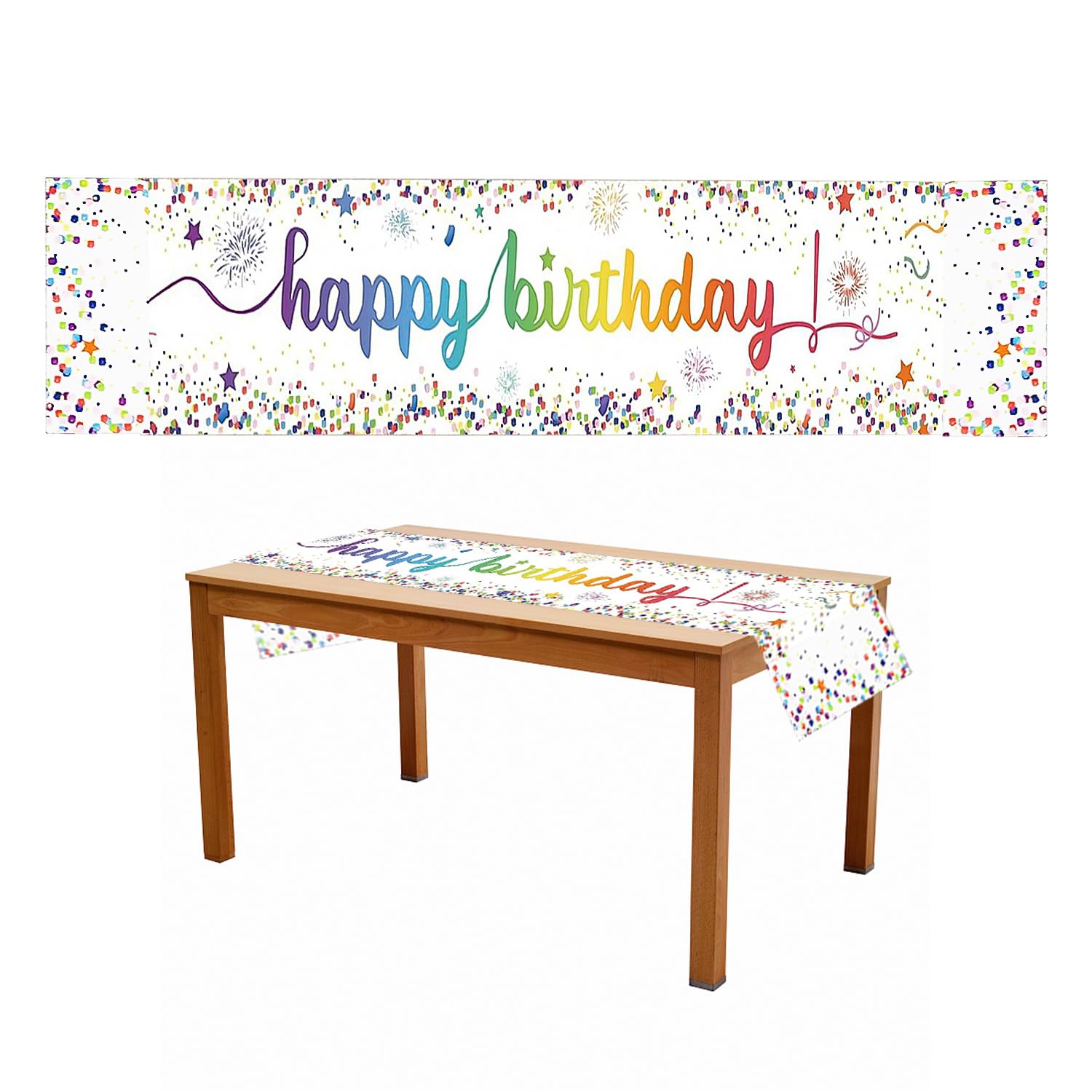CYNOSURETECH 1 Piece Of Colorful Birthday Tablecloth, Star Tablecloth, Decorative Tablecloth, Colorful Printed Tablecloth, Multi-Person Party Tablecloth, Children's Cartoon Tablecloth