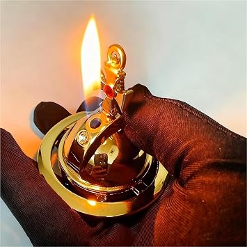 Fashion Saturn Necklace Lighter, Saturn Shape, Retro Sweater Necklace Pendant, refillable Butane Gas Lighter, Suitable for Friends and Family Collection Decoration GiftGold