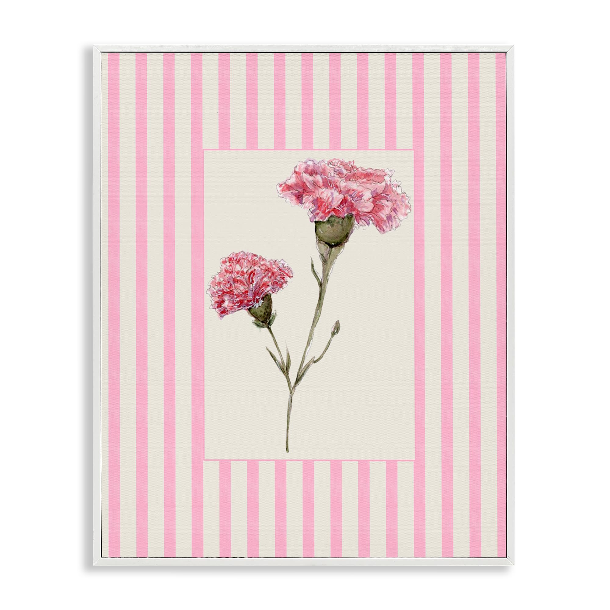 'Pink Stripe Carnation'| Framed Giclee Art