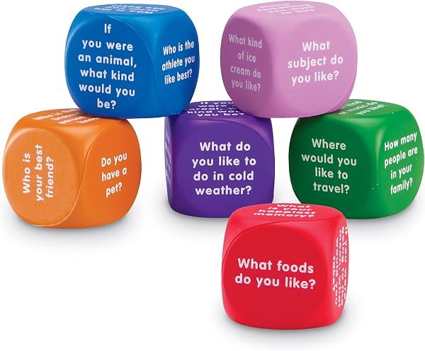 Learning Resources Dadi da Conversazione, età 6+, Set di 6 Dadi in Schiuma con 36 Domande, Stimola Il Linguaggio, Ascolto e Abilità Sociali, attività per Classe e Casa - 5