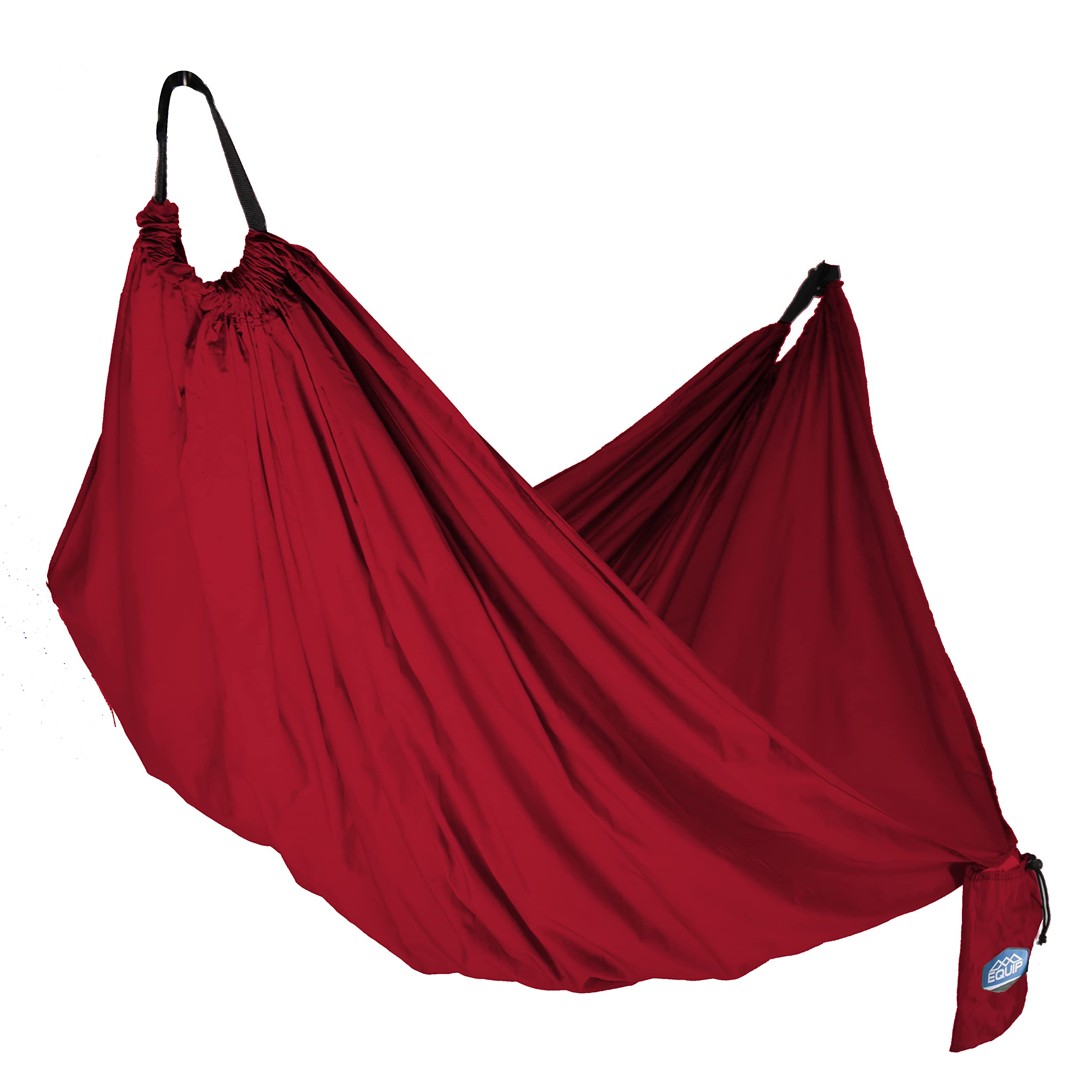 Equip Outdoors Portable Camping Hammock, Hanging Kit Included, One Person Recycled Fabric Hammock, Dark Red…