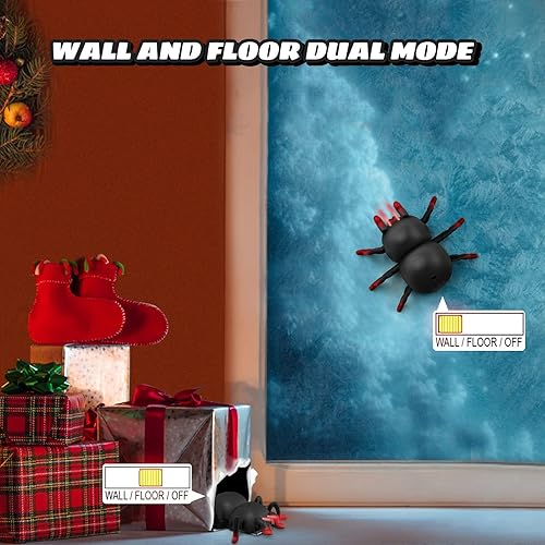 Miniatura 7 de VRG Araña de control remoto de broma, juguetes de Halloween para edades de 3, 4, 5, 6, 7, 8, araña, realista, trepadora, con luz LED, juguetes