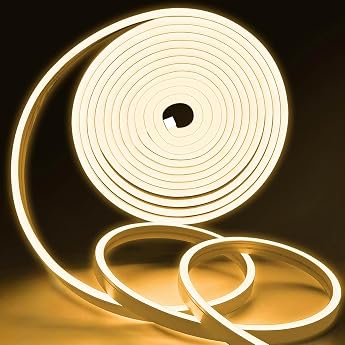 Meevt LED Strip 5 m 12 V Neon LED Strip Warm White 3000 K no power supply [Energy Class F]