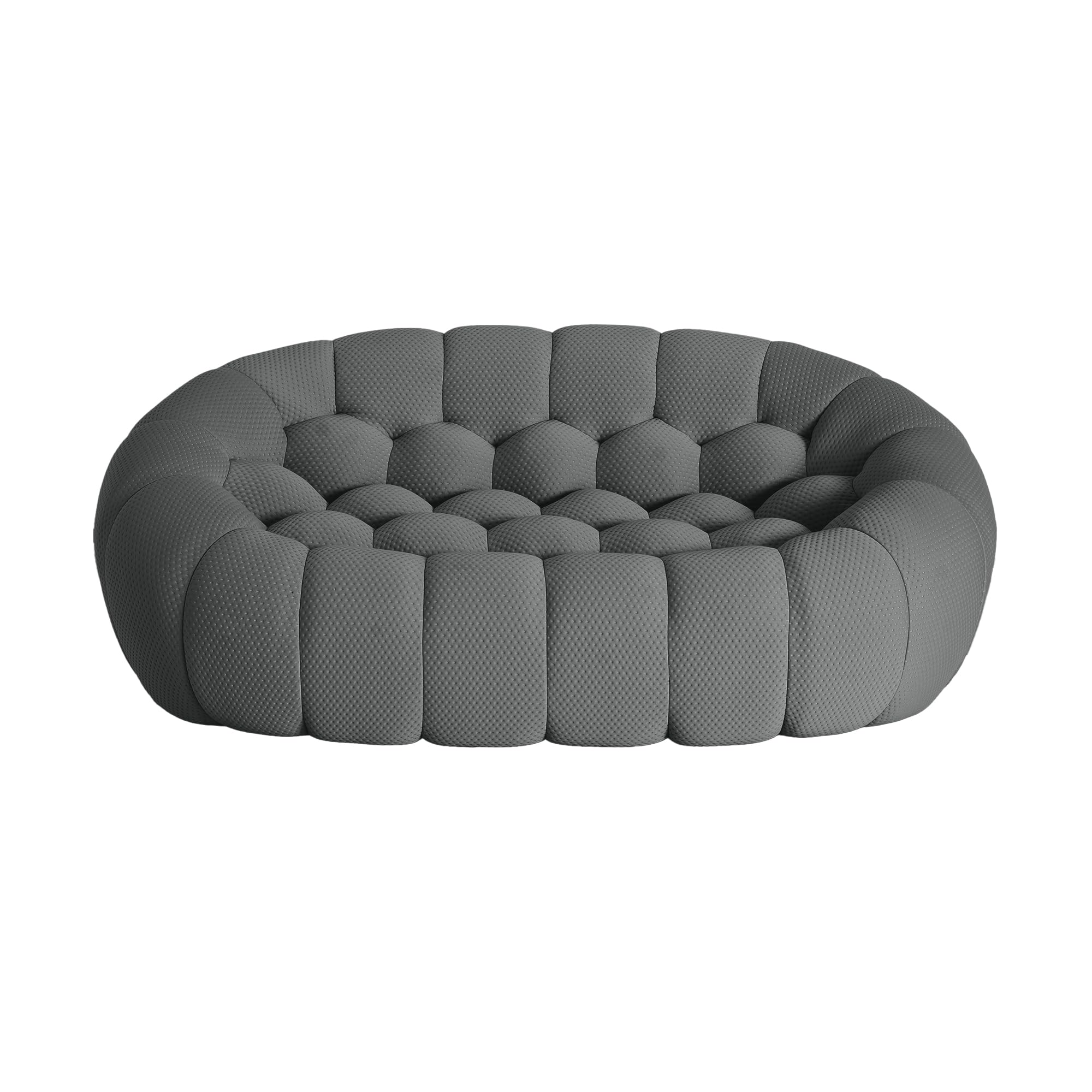 Bubble Couch, Curved Loveseat Sofa, Oversized Memory Foam Lazy Floor Couch, 3D Honeycomb Shape Round Curved Sofas for Living Room, Apartment (Dark Grey, 78.74")
