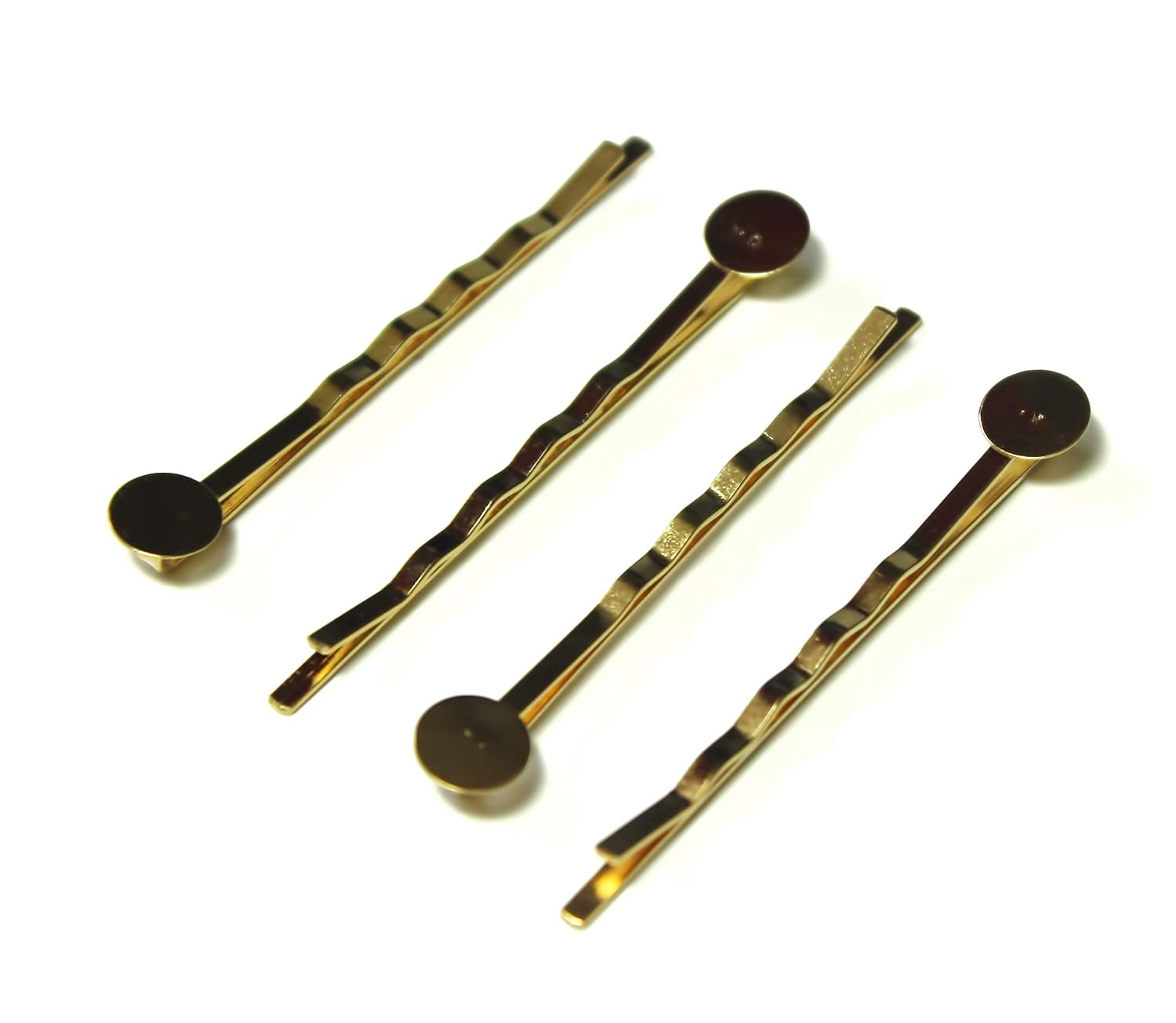 Bobby Pins Hair Clips with Glue On Flat Pads for DIY (KC Gold 55mm - 50pcs)