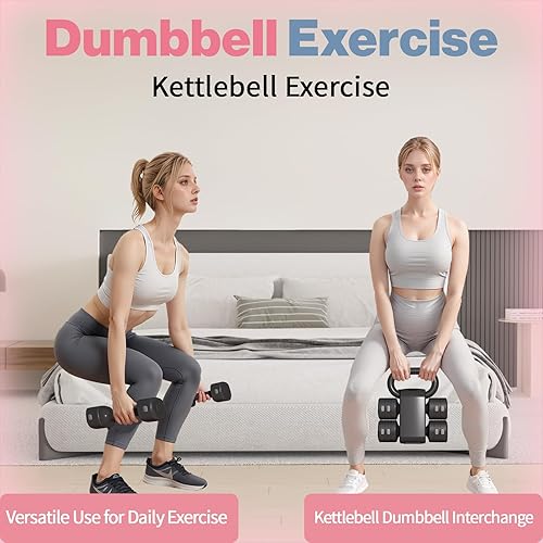 Miniatura 3 de Juego de pesas rusas ajustables, juegos de pesas rusas 4 en 1 (5.5 libras, 7.7 libras, 9.9 libras, 12.1 libras) para mujeres, juego de 2 mancuernas