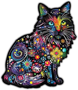 3Pcs Cat Funky Colors Glow Vinyl Bumper Decal Sticker, Cat Bumper Stickers, Color Cats Decal- Stickers for Laptop Water Bottle Phone Car Window Helmet 3" DR Cat 1