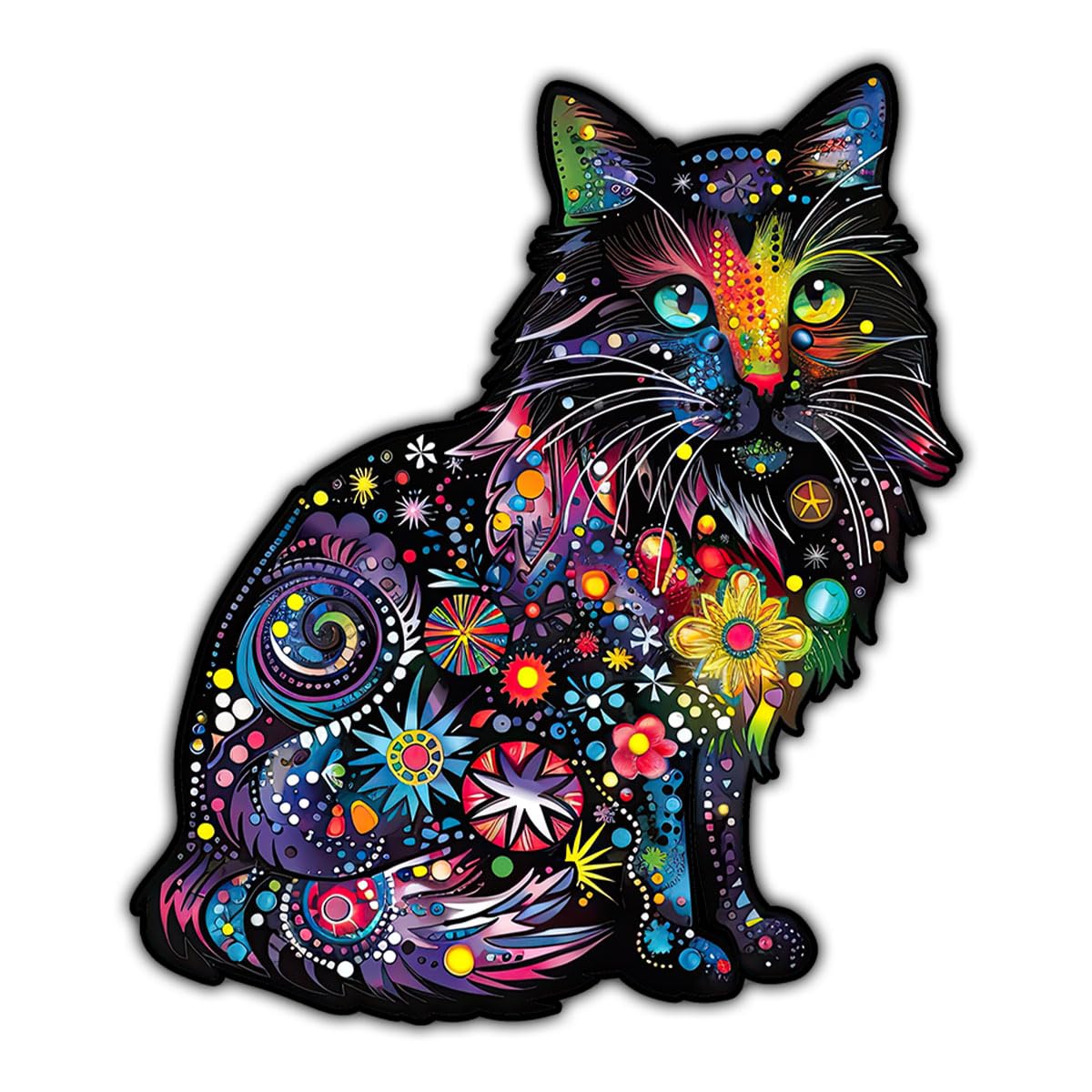 (3Pcs) Cat Funky Colors Glow Vinyl Bumper Decal Sticker, Cat Bumper Stickers, Color Cats Decal- Stickers for Laptop Water Bottle Phone Car Window