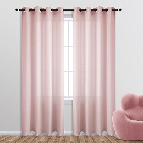 KOUFALL - Cortinas transparentes con aspecto de lino y brillantina KOUFALL - Cortinas transparentes con aspecto de lino y brillantina