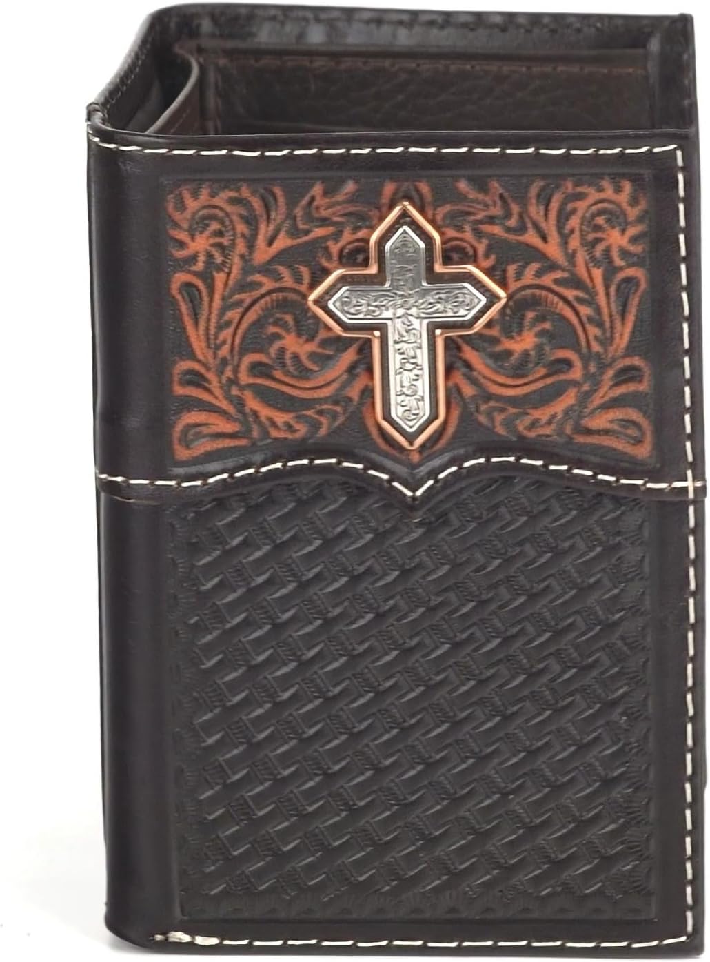 ARIAT Western Wallet Mens Trifold Cross Filigree Medium Brown A3557344 - Image 2