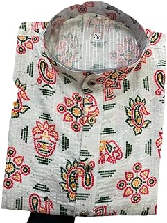 Men's Traditional Cotton Floral Embroidered Only Kurta Price in India