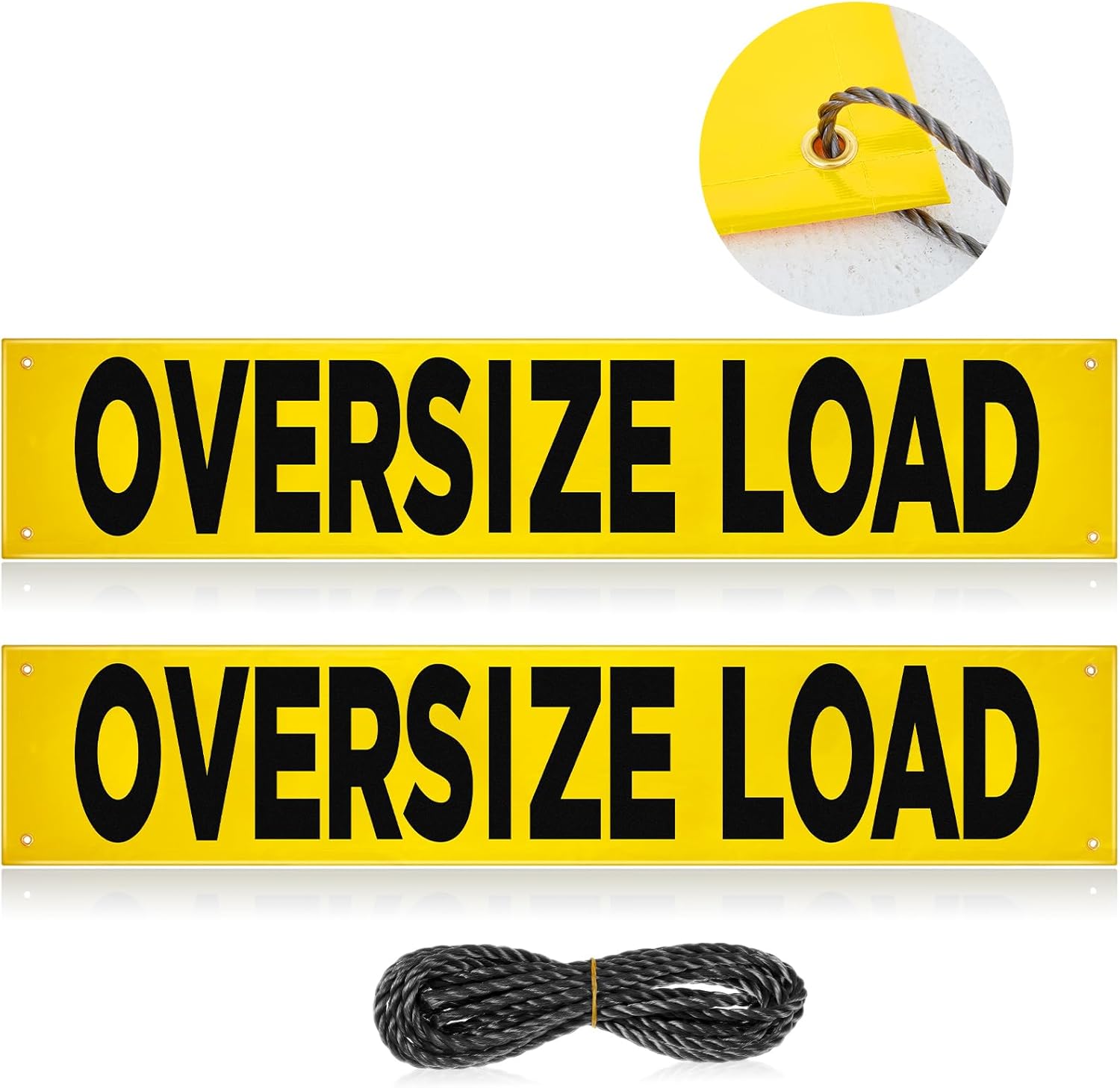 Newwiee 2 Pcs Oversized Load Banner with Grommets 12 x 60 Inch Wide Load Sign for Trucks Escort Vehicles Accessories