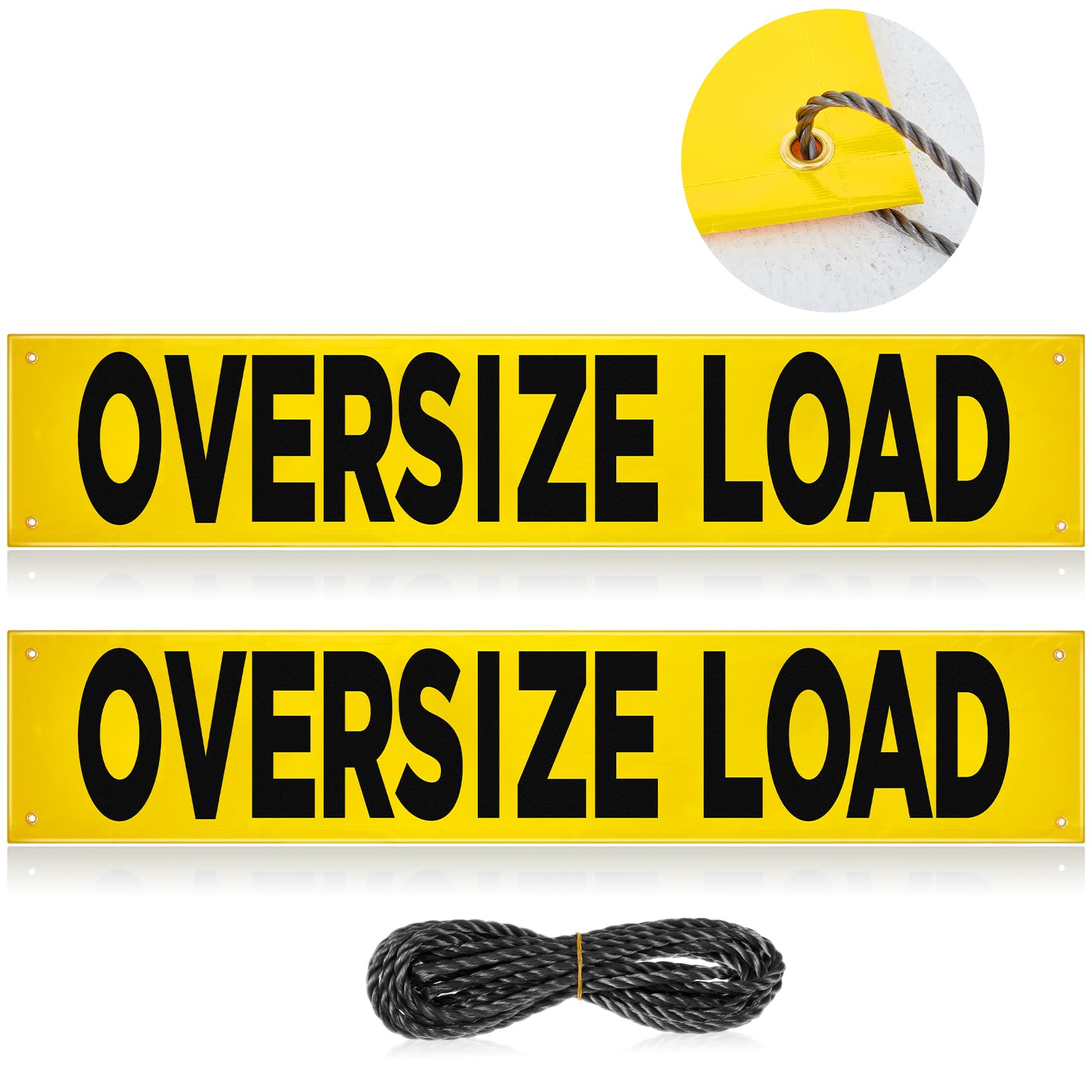 Newwiee 2 Pcs Oversized Load Banner with Grommets 12 x 60 Inch Wide Load Sign for Trucks Escort Vehicles Accessories