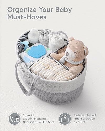 Vista 8 de Maliton Organizador de pañales para bebé, cuerda de algodón para cambiador, almacenamiento de guardería, artículos imprescindibles para bebé recién