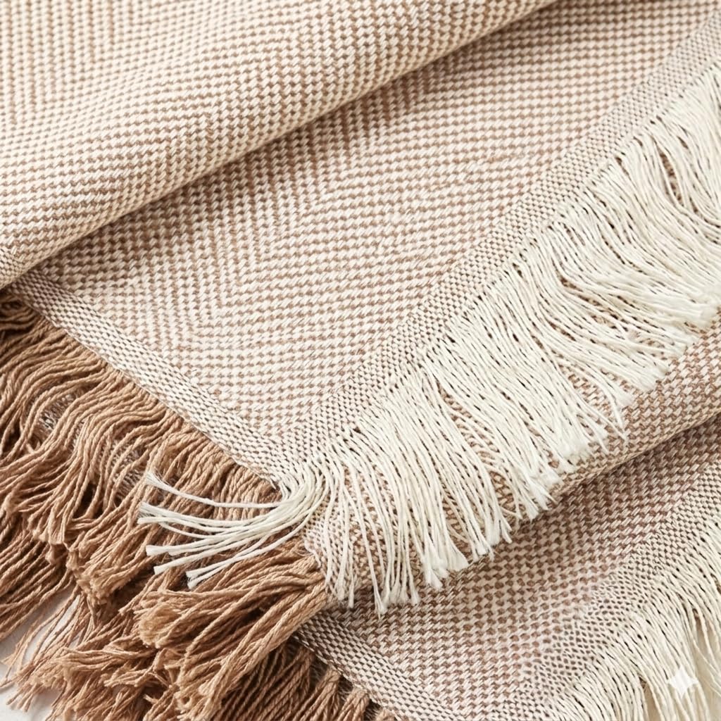Martina Home Spiga uniwersalny szal, 80% bawełna, 20% poliester, surowy/beżowy 260 długość x 300 szerokość cm