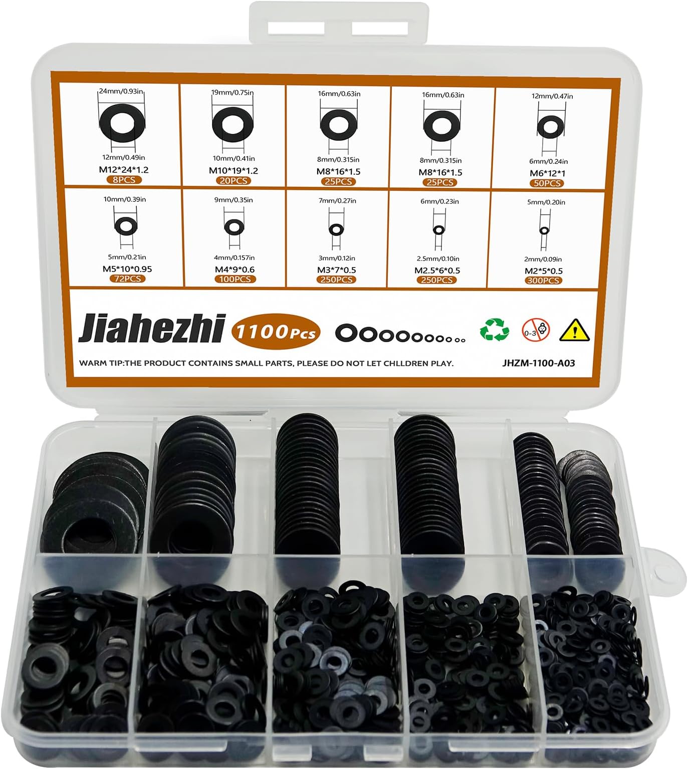 - 1100 Pcs 9 Sizes Flat Washers for Screws Bolts Black Metal Assorted Washers M2 M2.5 M3 M4 M5 M6 M8 M10 M12 for Furniture Mechanical Repairs