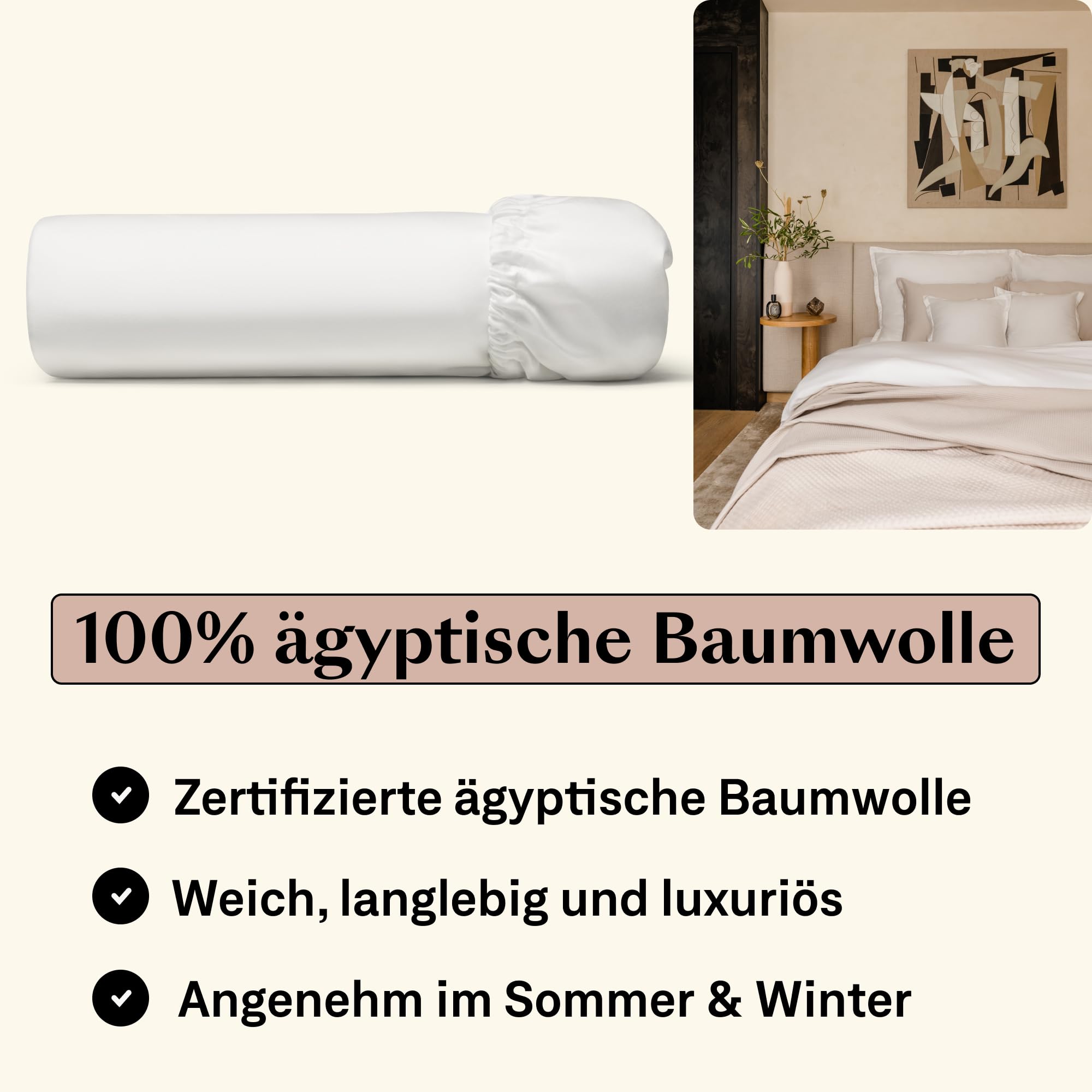 Amqua Spannbettlaken 90x200cm Baumwolle Weiß | Spannbettlaken 90x200cm hohe Matratze bis 30cm Steghöhe| ägyptische Baumwolle Bettlaken 90x200 | einfarbig