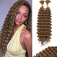 Vista 10 de Mezcla de cabello humano trenzado sintético de onda profunda a granel para trenzar, 16 pulgadas, cabello trenzado húmedo y ondulado, 2 piezas