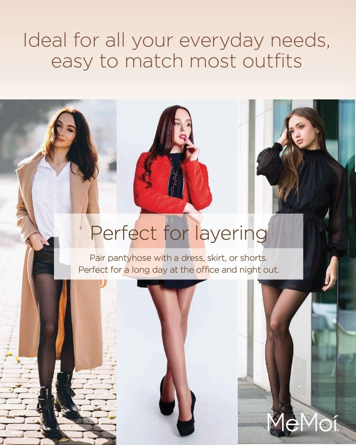 MeMoi Energizing Sheer Pantyhose, Lightweight Nylons for Women, Control Top Pantyhose - Sizes Small to Q2 - Image 4