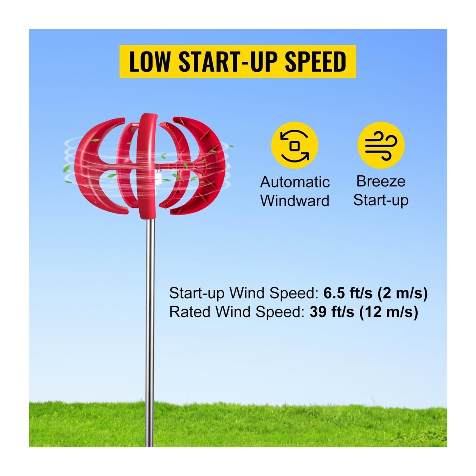Generatore di energia alternativa VAWT for turbina eolica ad asse verticale 12V 100W/400W/600W, piccolo mulino a vento, gratuita con controller Per uso fai da te(600W Built in)