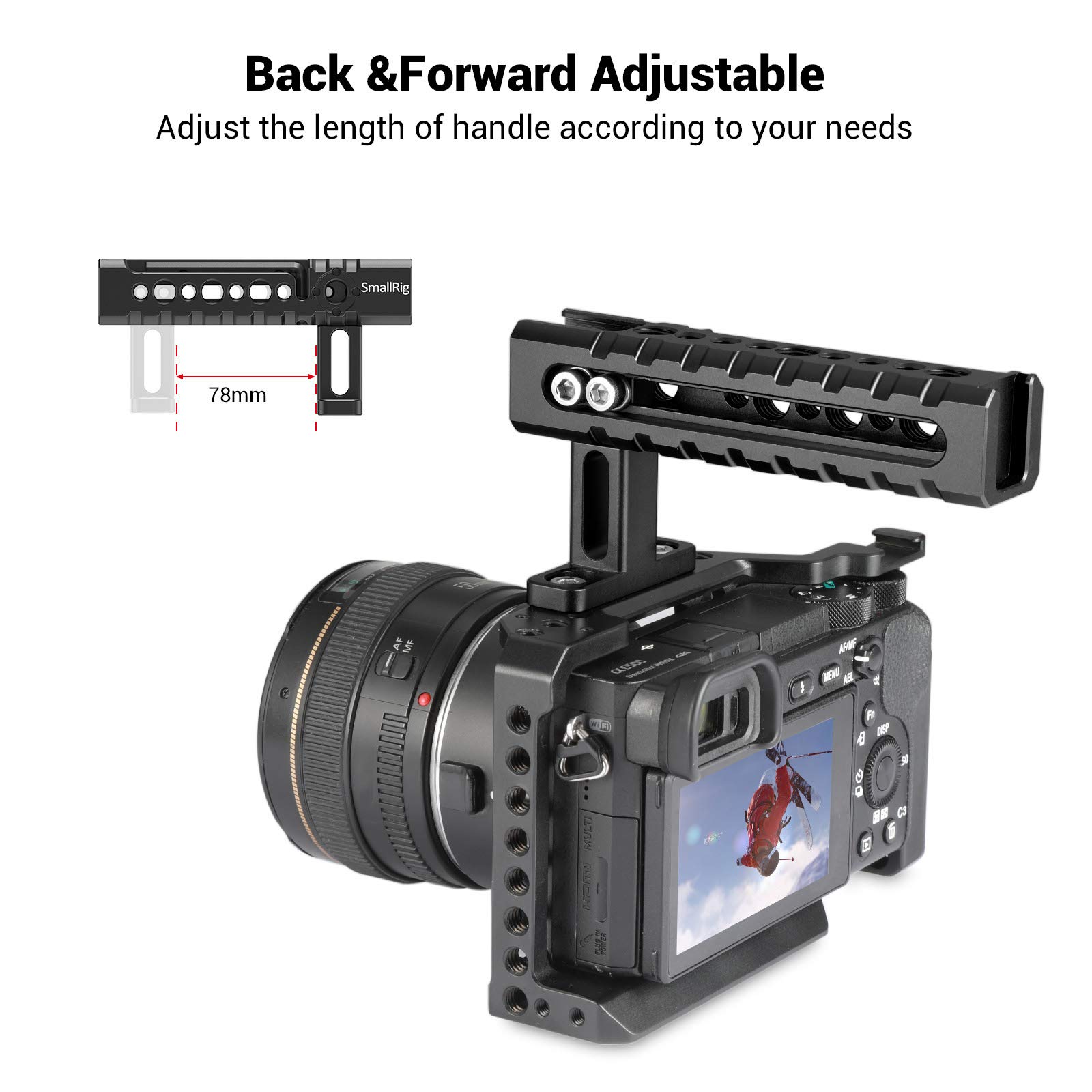 SMALLRIG Camera Top Handle with Mounting Points and builtin Shoe