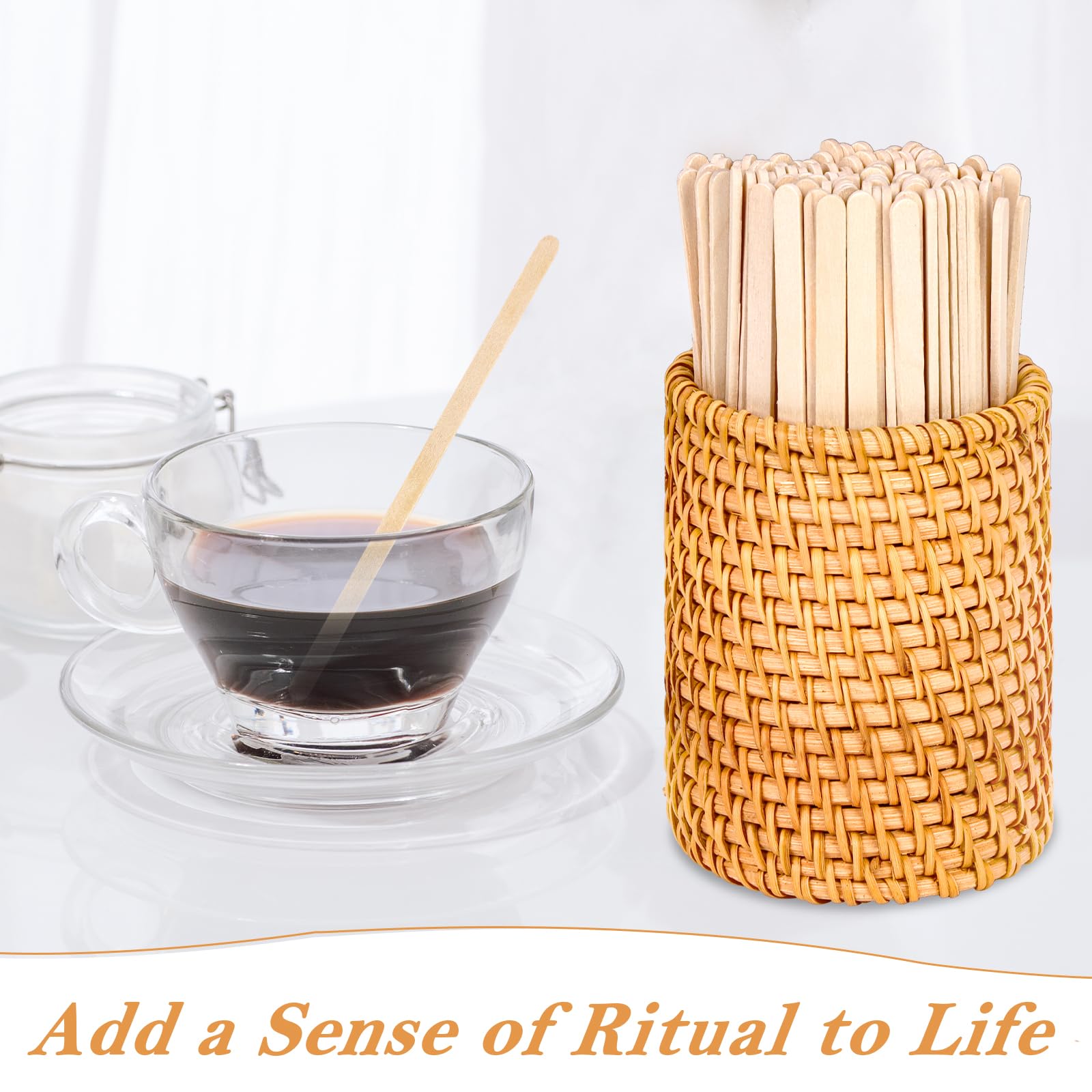 Wood Rattan Coffee Stirrers - 100 Pack -7