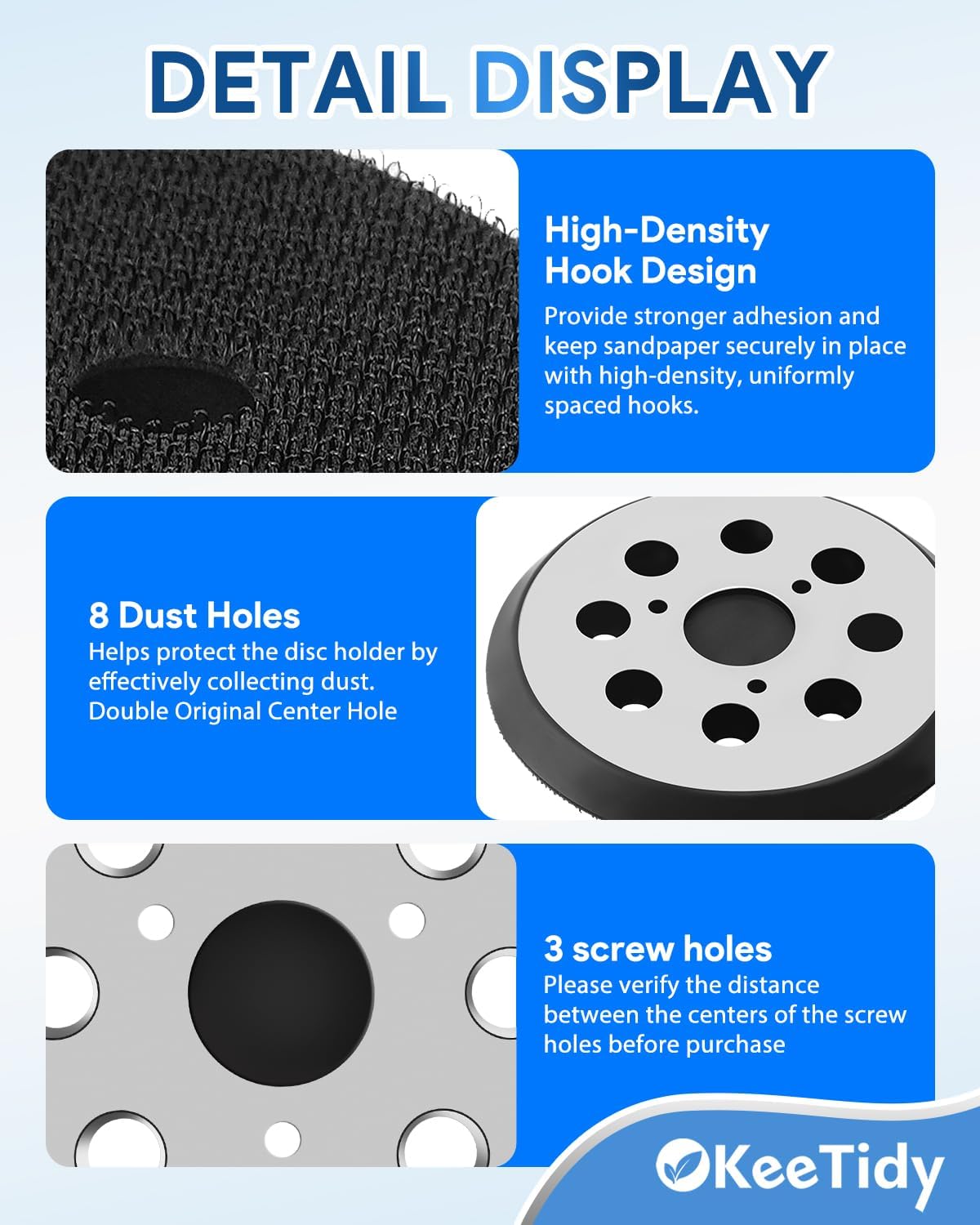 Sander Pad for Dewalt, 5" 8 Hole Hook and Loop Orbital Sander Replacement Pads Compatible with DeWalt DW423, D26451 D26453 D26456 and for BO5010 BO5030/K BO5031/K BO5041/K