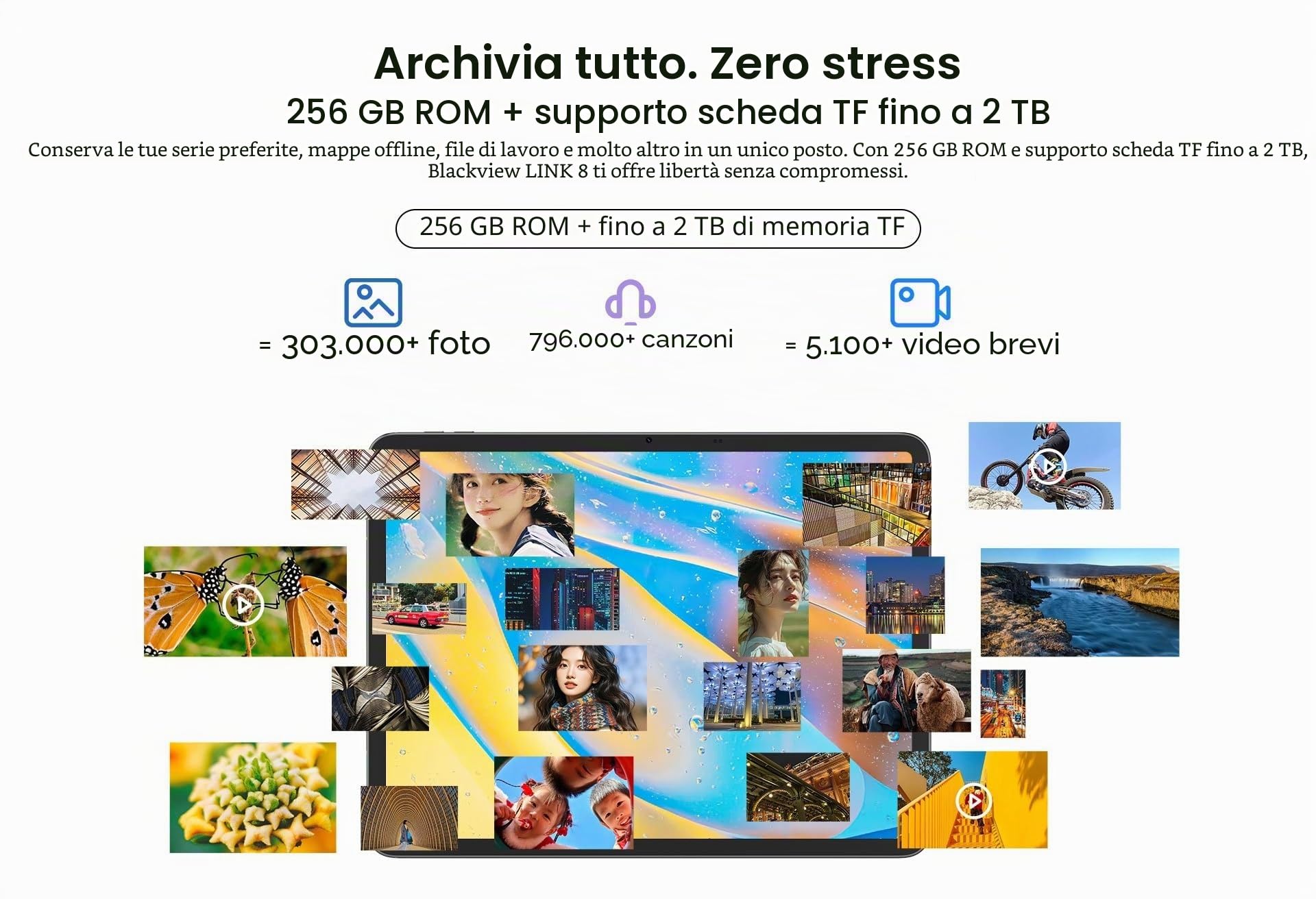 Blackview Link 8 | 12,7" 2K+ 90Hz | 18GB RAM + 256GB | Viola | Tablet WiFi | 8400 mAh | 16MP + 13MP | Quad-Box Stereo | GPS | 2 anni di garanzia | Tastiera Bluetooth e mouse wireless