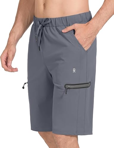 Miniatura 2 de Little Donkey Andy Bermudas ultraligeras de secado rápido para hombre, ultra elásticas, con cordón, bolsillo con cremallera, senderismo, viajes, golf
