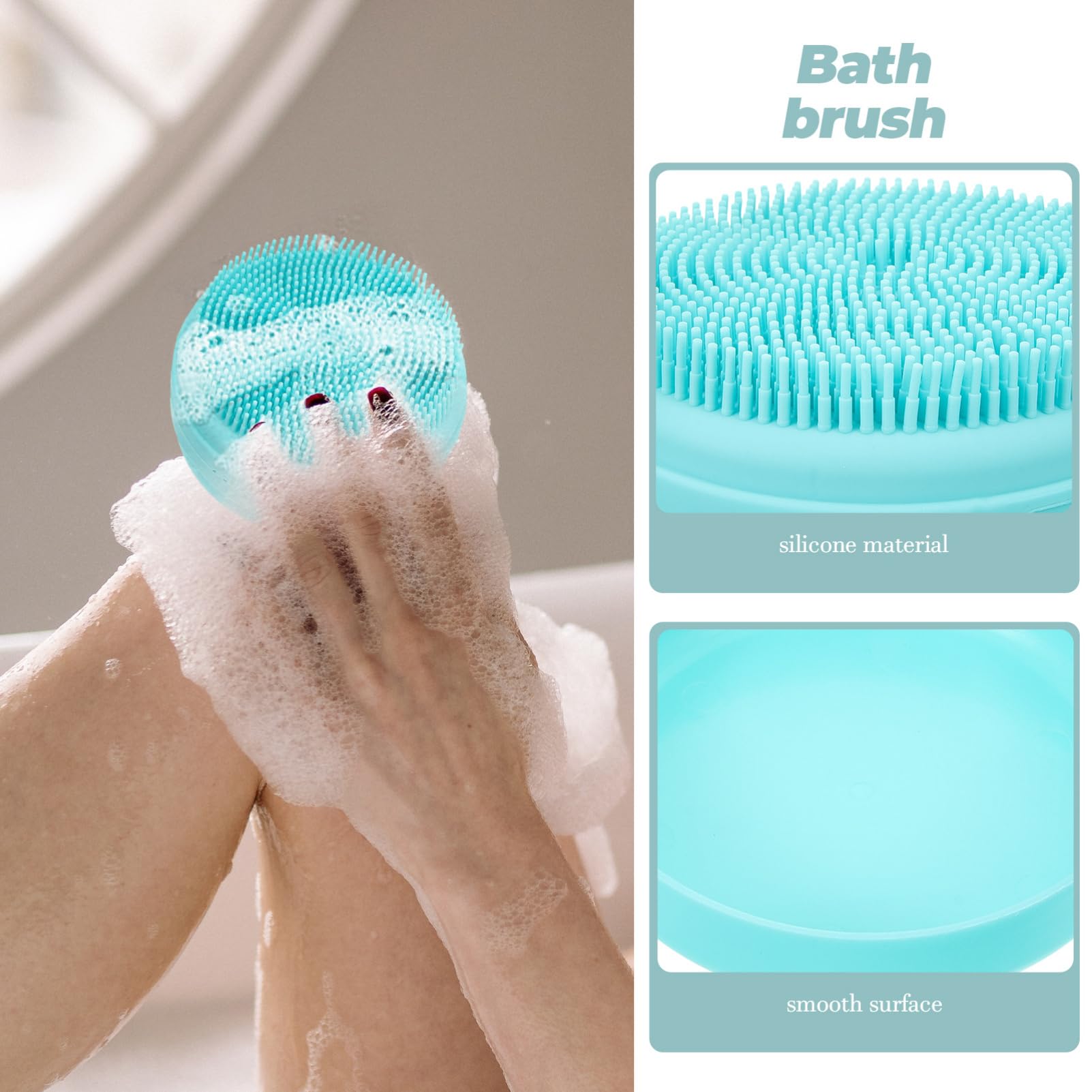 Healeved 4pezzi Spazzola Da Bagno Massaggiante Silicone Con Porta Sapone Scrubber Per Doccia Con Setole Morbide Per Esfoliazione e Massaggio Della Lago