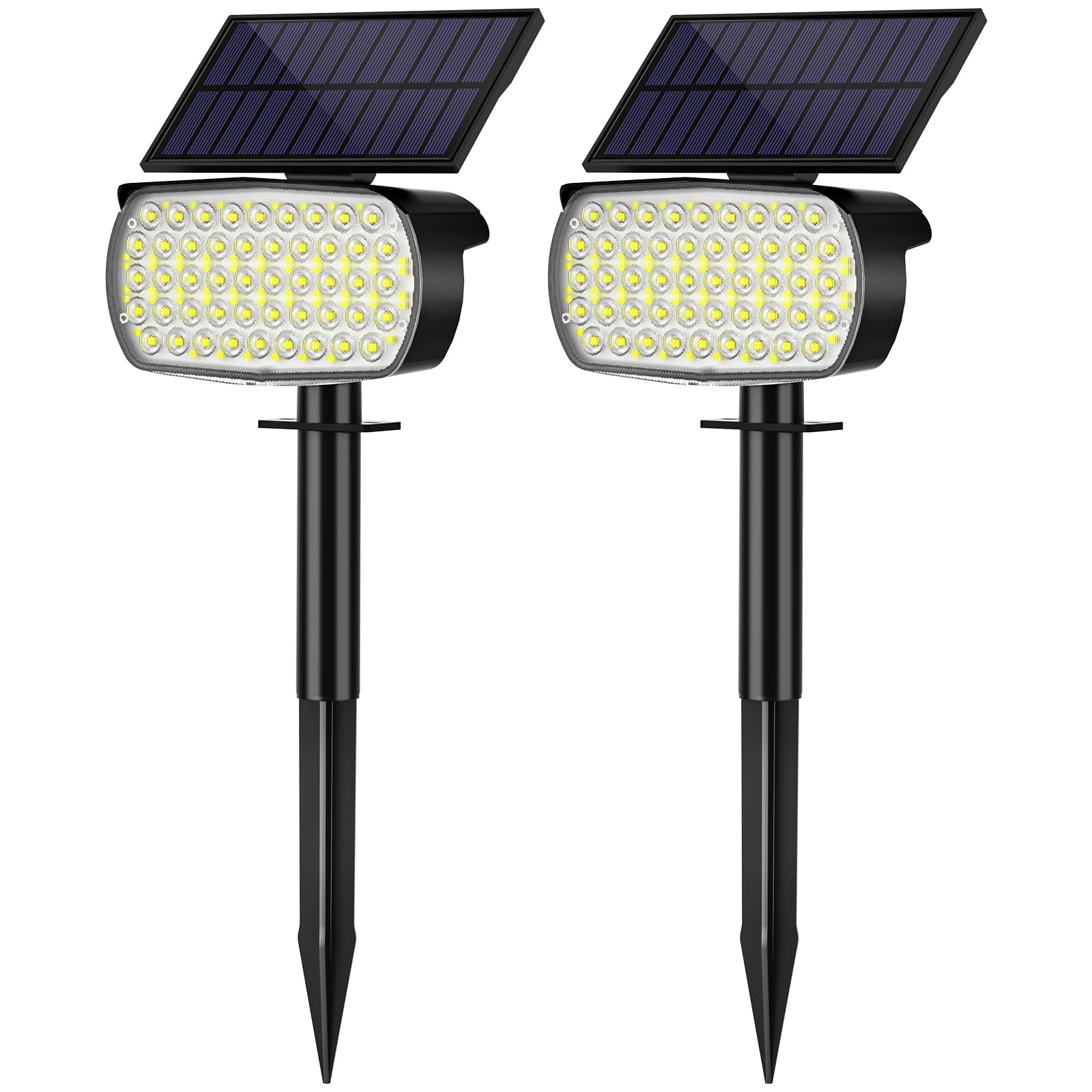 Solarlampen für Außen, 108 LED Superhelle Solar Gartenleuchte, Wasserdicht Solarleuchten für Außen, 3 Helligkeitsmodi Solarstrahler, 6000K Kaltweiß Wegeleuchten für Garten Weg Hof Garage (2 Stück)