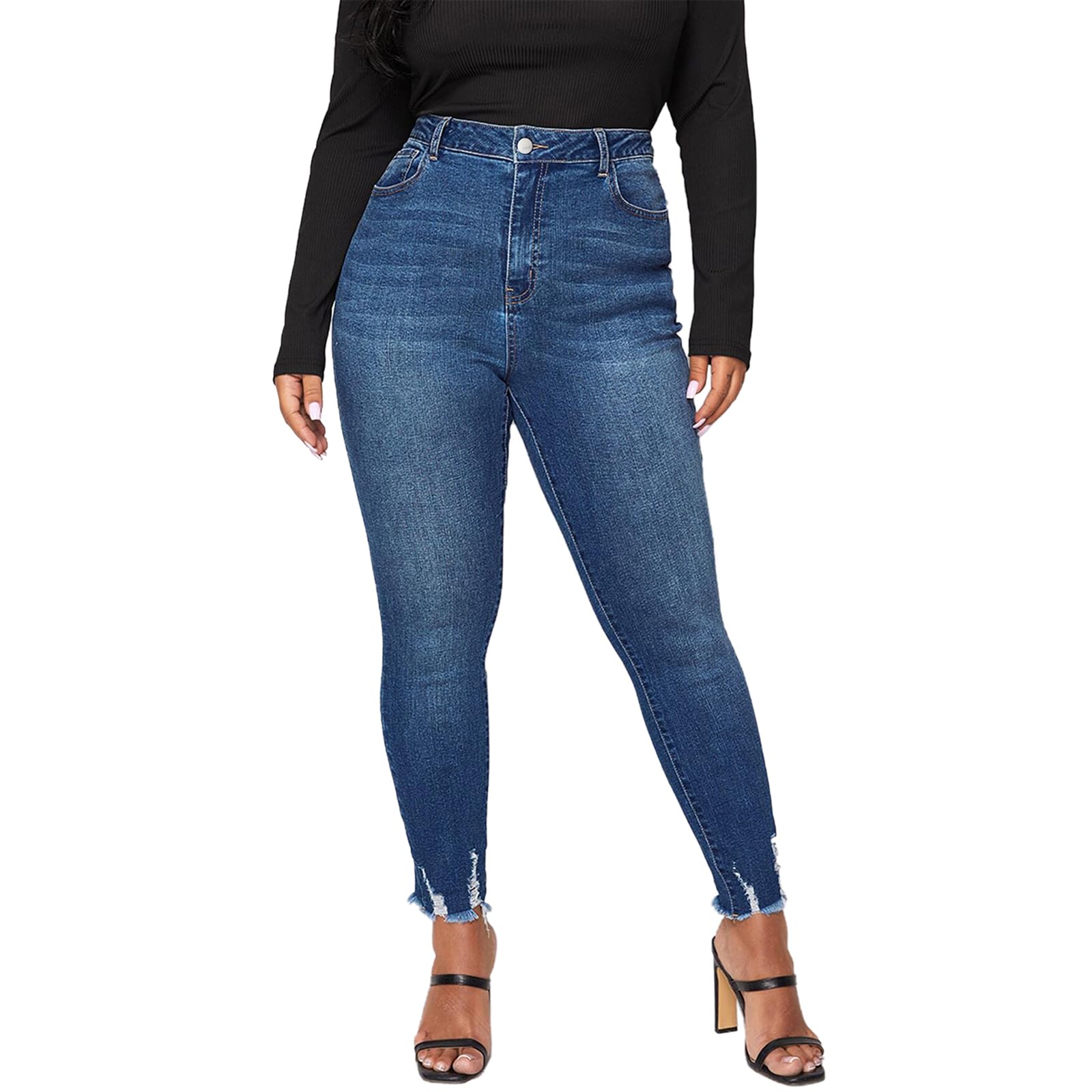 LEIJIJEANS Plus Size Skinny Jeans for Women High Waist Pencil Women Jeans Full Length Mom Stretchy Slim Pants