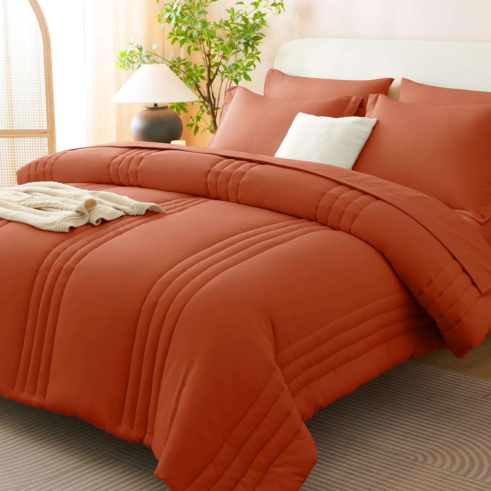 CozyLux Queen Comforter Set Terracotta