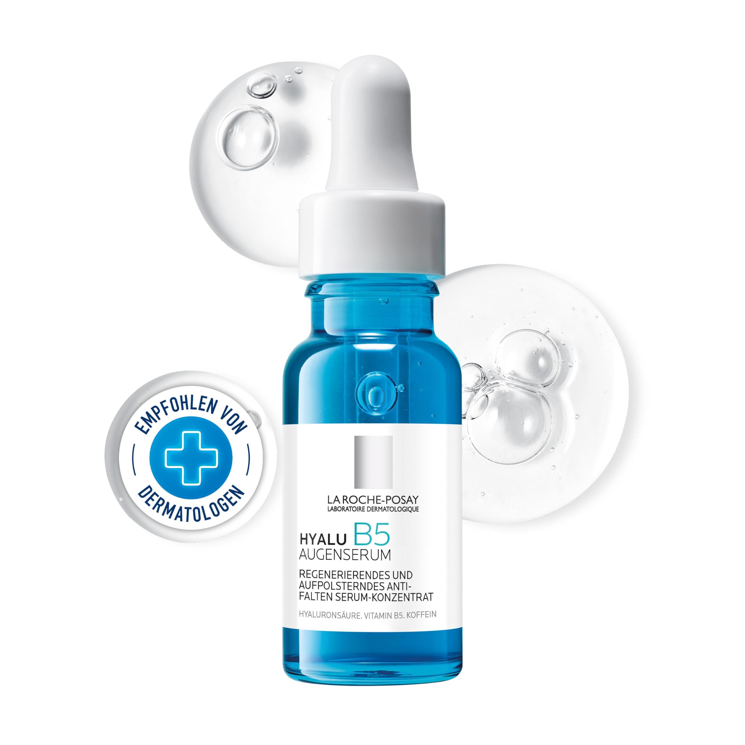Serum do oczu La Roche Posay, naprawcze i wypełniacze dermatologiczne, odpowiednie dla wrażliwej skóry, formuła z kwasem hialuronowym i witaminą B5, Hyalu B5, 15 ml