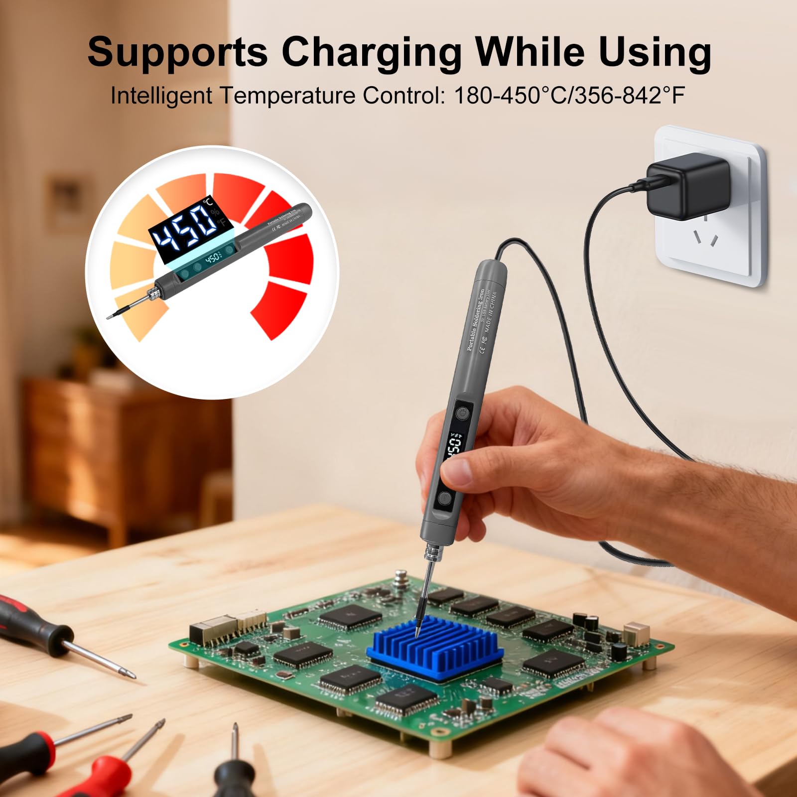 Flintronic Kit saldatore, Senza fili, Set Di Saldatore A Batteria Ricaricabile USB con LCD, per Riparazioni Elettroniche, Creazione di Gioielli, Progetti fai da t