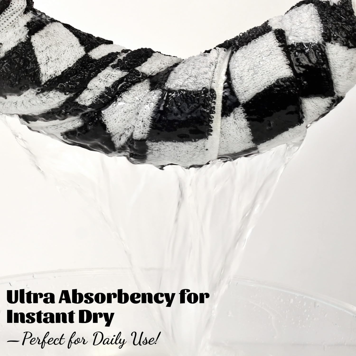 Jacquotha Black & White Checkered Cotton Bath Towels Set of 2 - Cute Aesthetic Towels for Bathroom Decor, Pool, Beach, Spa, 27.5" x 55" - Image 5