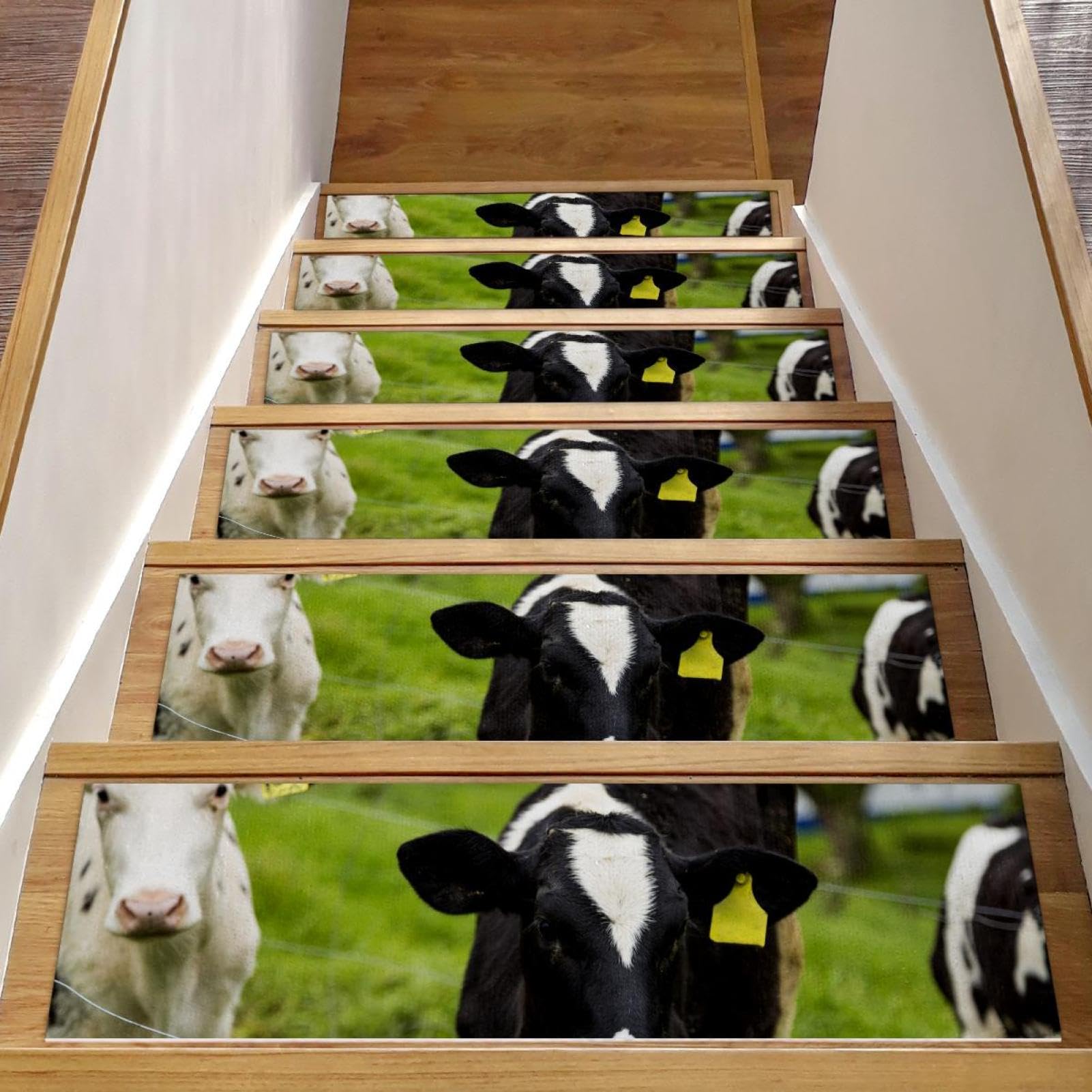 Tapis d'escalier antidérapants lot de 15 marches bois 76x20 cm