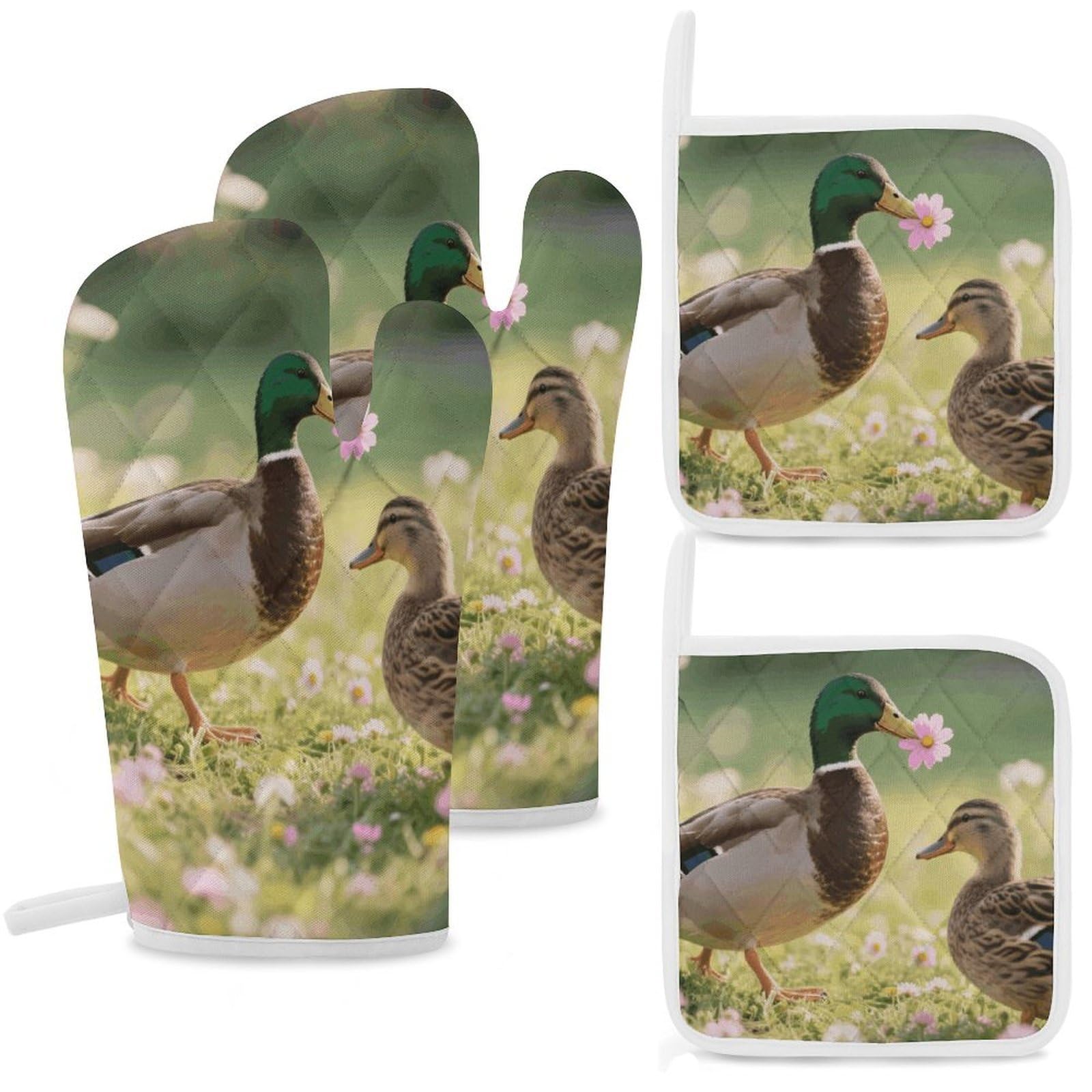 Lot de 4 maniques canard isolantes et résistantes pour la cuisine