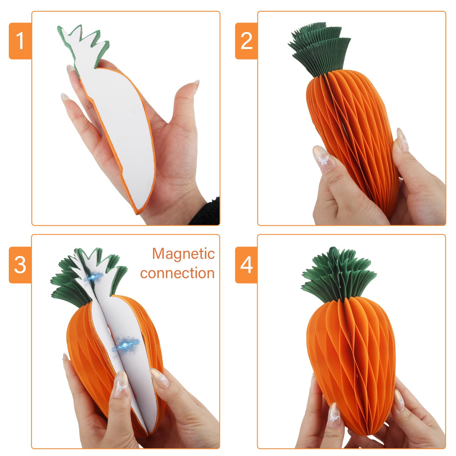 JINXIAN 10 Pack Honeycomb Decorations Easter Tree Have Carrot/Easter Egg Paper Flowers for Crafting Reusable for Birthday Wedding Easter Party Hanging Decorations