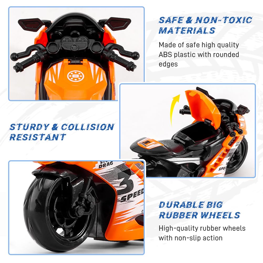 FCXVXCL Motorbike Toys 3PCS Highly Simulation Motorbike Model Motorcycles Toy for Kids Motorcycle Alloy Collection Hobby Gift Racing Model Decoration Friction Powered Vehicle - Image 4