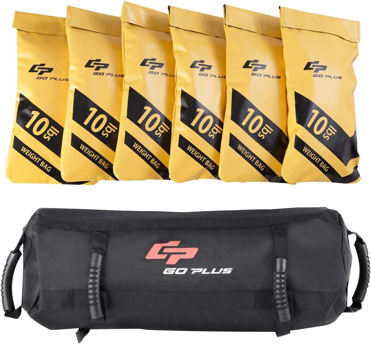 Goplus Workout Sandbag w/Filler Bag, 10 to 40 LBS/ 10 to 60LBS Adjustable Weight Bags w/6 Gripping Handles, Heavy Duty Strength Training Sand Bags for Home Gym Exercise Crossfit