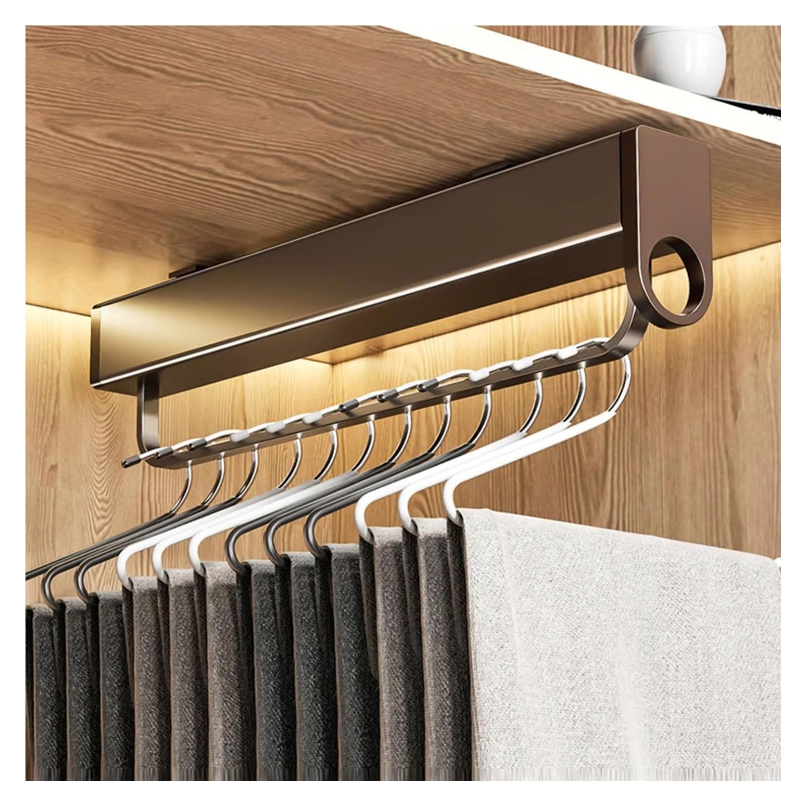 IUokLU Pull Out Trousers Rack,Pull Out Closet Valet Rod, Pull Out Clothes Hanger Rail for Closet,Loading Capacity 15 Kg(30cm)
