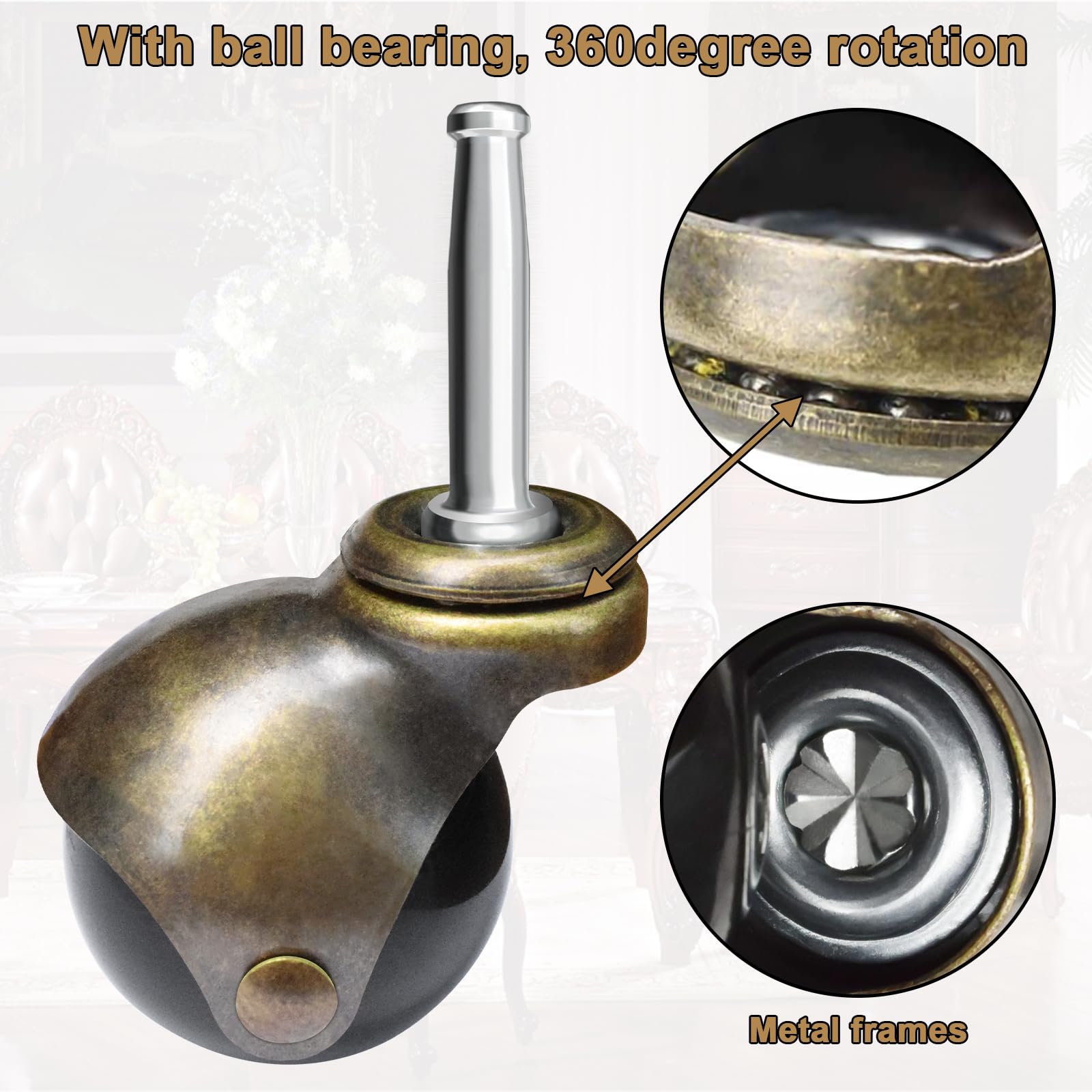 Zestaw 4 kółek kulkowych 2" 5/16" x 1-1/2" Vintage Stem Caster