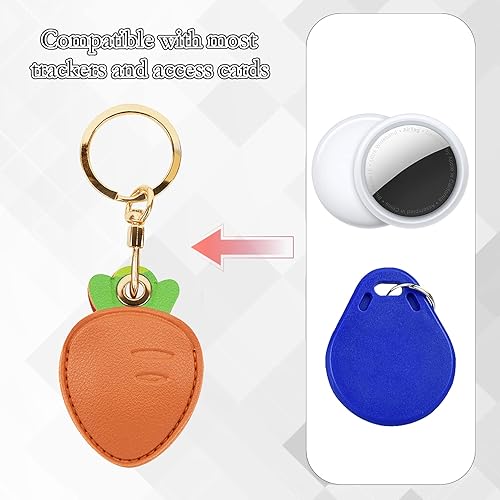 Miniatura 175 de Funda de cuero compatible con Apple AirTag, rastreador de llavero GPS Airtag con llavero, cubierta protectora antiarañazos para AirTag