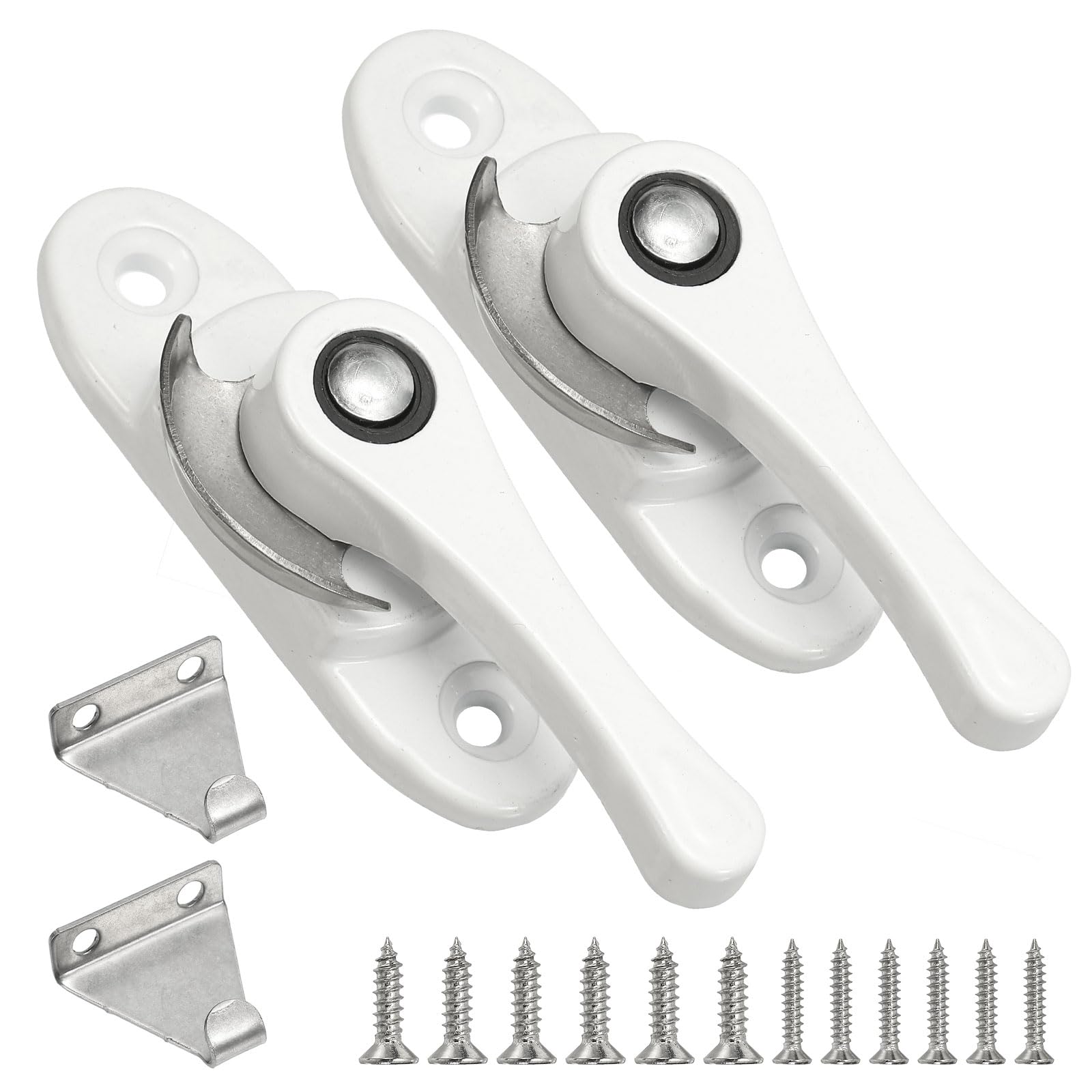 PATIKIL Window Sash Locks 3 x 0.9", 2Pcs Sliding Cam Action Sash Locks and Keeper Replacement for Bedrooms Bathrooms Vertical and Horizontal Sliding Windows, White
