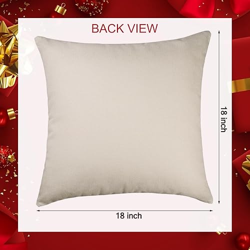 Miniatura 7 de Juego de 4 fundas de almohada navideñas de 18 x 18 pulgadas, decoración navideña, fundas de almohada de Navidad, para el hogar, dormitorio, sofá (C)